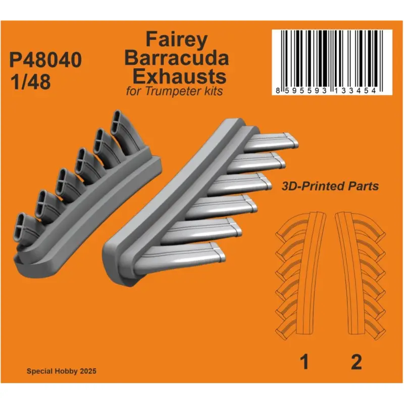 Rechtstreeks Van De Fabrikant Fairey Barracuda MK.II Exhausts (designed to be used with Trumpeter kits) 3D-printed set of exhaust featuring nice levels of det
