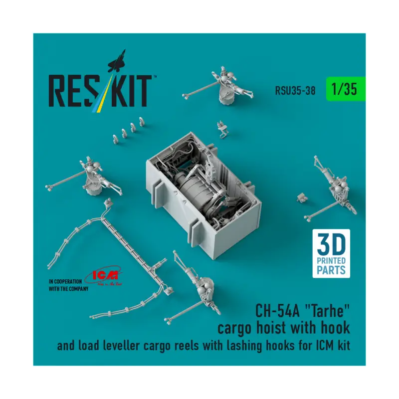 Sikorsky CH-54A 'Tarhe' cargo hoist with hook and load leveller cargo reels with lashing hooks (designed to be used with ICM UA Merkproduct