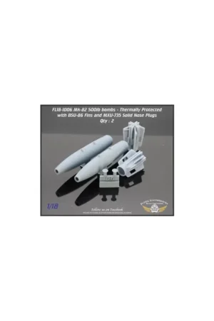 MK-82 500lb bomb with BSU-86 fin, MXU-735 Nose Plug TP (2 bombs) 3D Resin For use with the Hobby Boss 1/18 AV-8B (designed to be Finale Uitverkoop