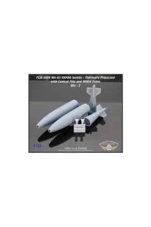 Gecertificeerd Mk-83 1000lb bomb with M904 Thermally Protected (2 bombs) 3D Resin For use with the Hobby Boss 1/18 AV-8B (designed to be used w