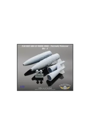 Op = Op GBU-32 1000lb JDAM with DSU-33 Thermally Protected (2 bombs) 3D Resin For use with the Hobby Boss 1/18 AV-8B (designed to be use