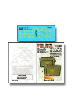WWII .50 CAL M2 ammo box labels (style 3 & 4).50 CAL M2 Ammo Box labels based on two of the many stenciling styles. Very fine pr Bestel Nu