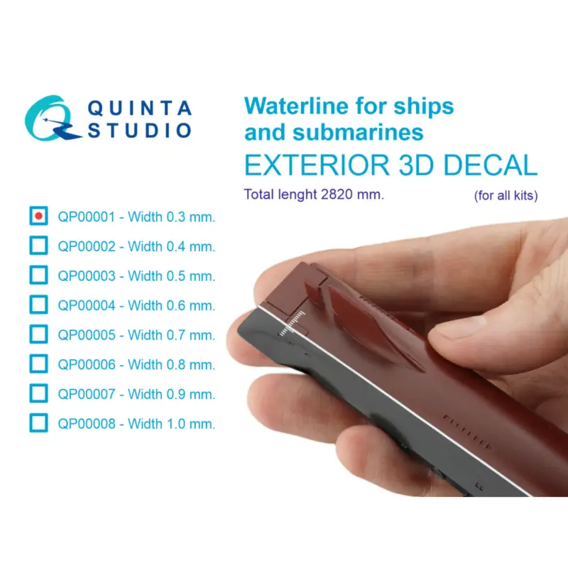 Bestel Nu Waterline for ships and submarines. Width 0.3 mm, length 2820 mm. (for all kits)