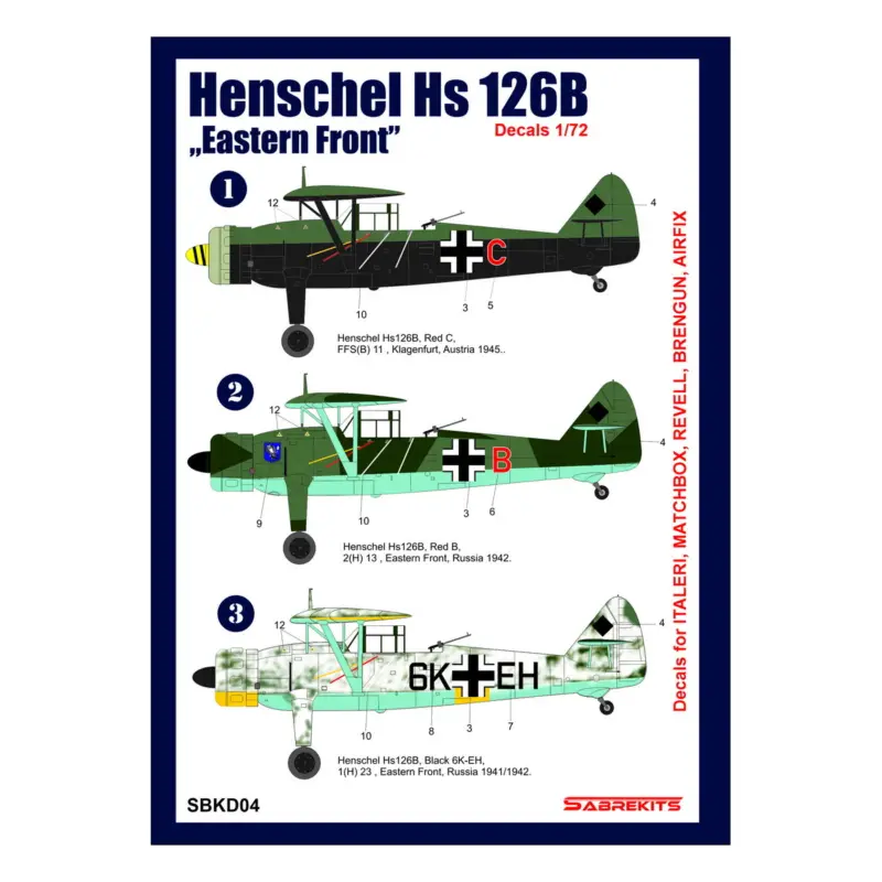 Alleen Vandaag Decal Henschel Hs-126 'Eastern Front' for kits by Airfix, Italeri, Matchbox, Revell, Brengun