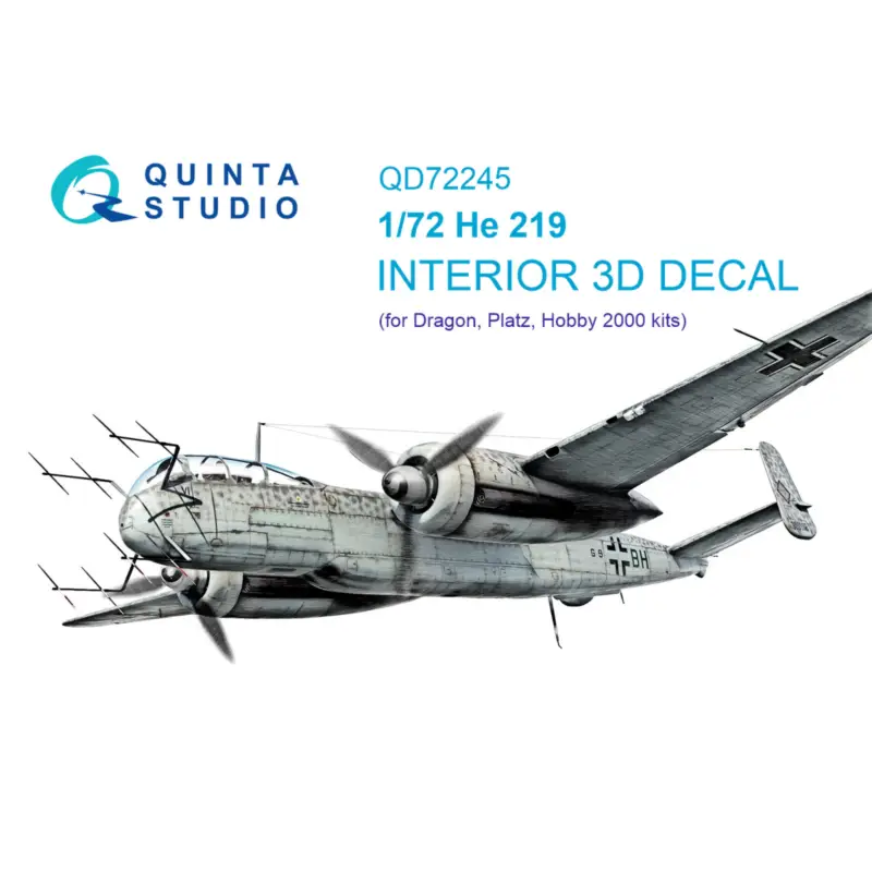 Koopje Heinkel He-219 3D-Printed & coloured Interior on decal paper (Dragon)