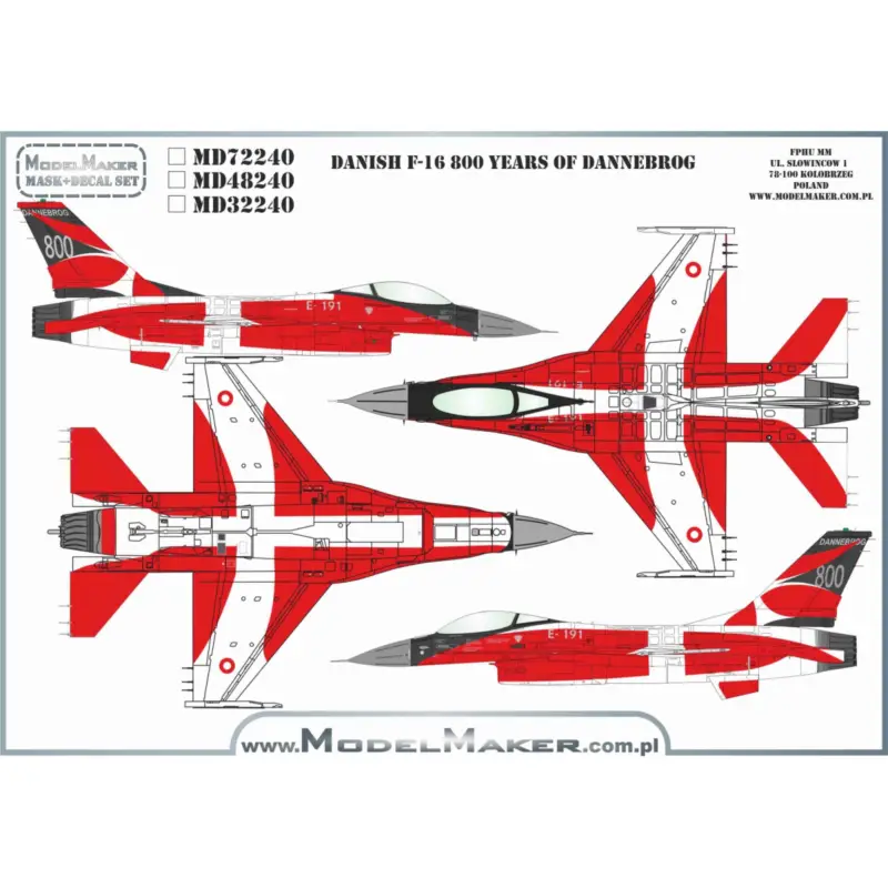 Beste Prijs Decal Danish F-16 800 Years of Dannebrog