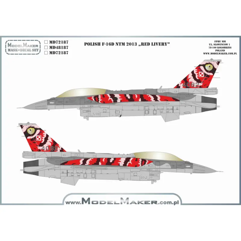 Beperkt Aanbod Decal Polish F-16D NTM 2013 'Red livery'