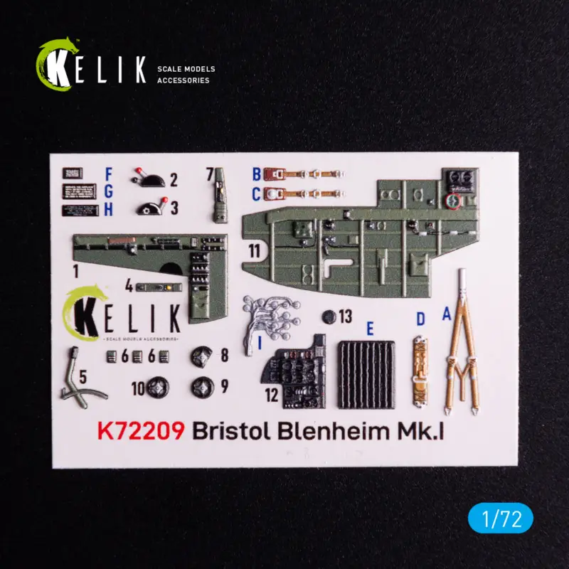 Bristol Bleninheim Mk.I - interior 3D decals for Airfix kit (1/72) Hoge Kwaliteit