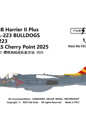 Dagaanbieding Decal AV-8B Harrier II Plus VMA-223 BULLDOGS WP223 MCAS Cherry Point 2025