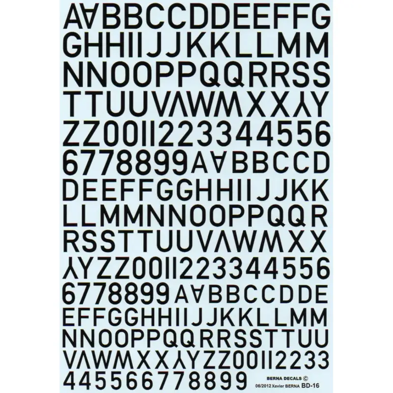 Beste Prijs Decal Black RAF code figures & letters (10, 12 & 14mm).