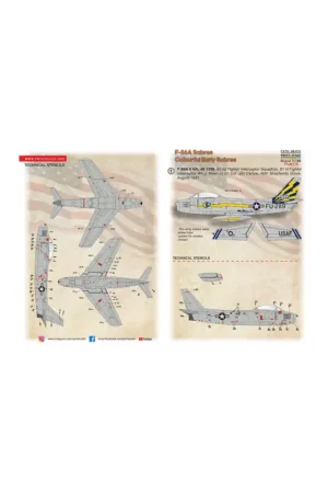 Actieprijs Decal F-86A Colorful Early Sabres. The complete set 2 leaf. Part 5.F-86A 5 NA, 49 1289, 92 nd Fighter Interceptor Squadron, 81 s
