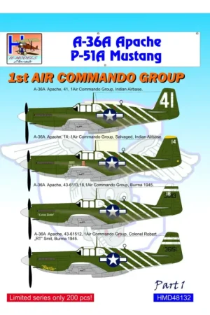 Exclusieve Aanbieding Decal North-American A-36/P-51 1st Air Commando Group, Pt.1