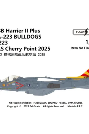 Beperkt Aanbod Decal AV-8B Harrier II Plus VMA-223 BULLDOGS WP223 MCAS Cherry Point 2025