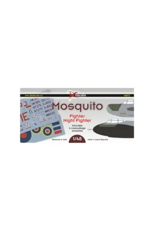 Decal de Havilland Mosquito Night Fighter1. Mosquito NF Mk.II, DD799, No.169 Sq. RAF2. Mosquito F Mk.II, HJ652, No.307 Sq. RAF3. Uitverkoop