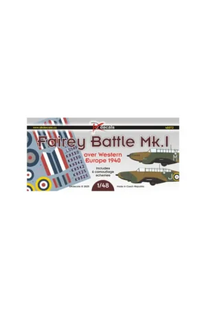 Decal Fairey Battle Mk.I1. Battle Mk.I L5549, No.301 Sq. RAF2. Battle Mk.I L5513, No.103 Sq. RAF3. Battle Mk.I K9330, No.226 Sq. Exclusieve Aanbieding