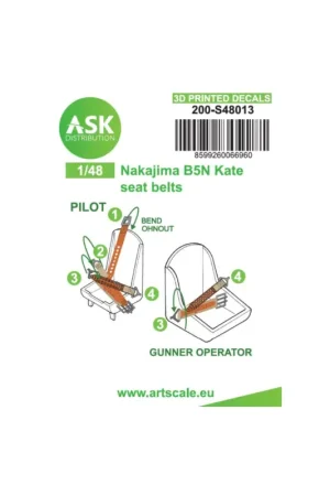 Nieuw Nakajima B5N Kate seat belts - 3D printed decals