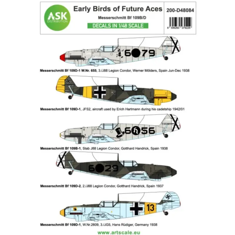 Nieuw Decal Messerschmitt Bf-109B/D - Early birds of the future Aces
