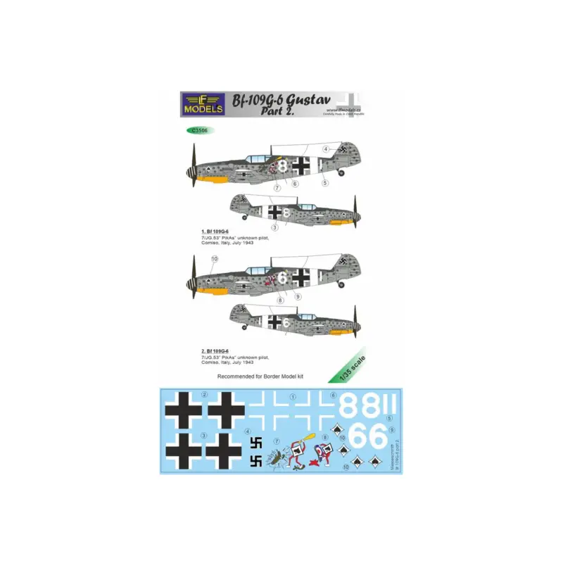 Decal Messerschmitt Bf-109G-6 Gustav Part 2 (designed to be used with Border Models kits) Exclusieve Aanbieding