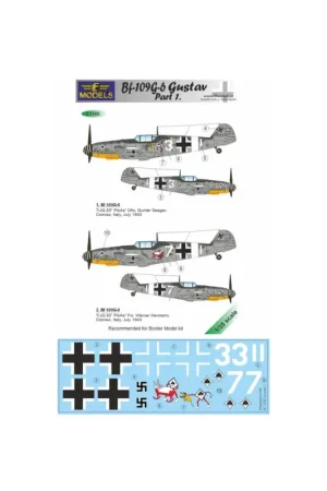 Bestel Nu Decal Messerschmitt Bf-109G-6 Gustav Part 1 (designed to be used with Border Models kits)