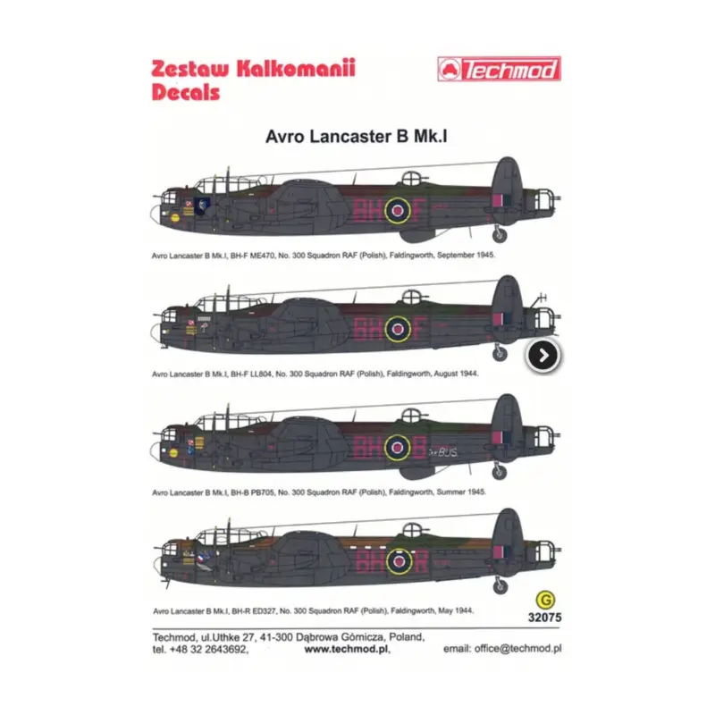 Decal Avro Lancaster B Mk.I (1:32 scale) Hete Deal