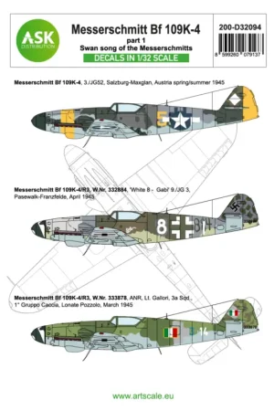 Nieuw Decal Messerschmitt Bf-109K-4 part 1