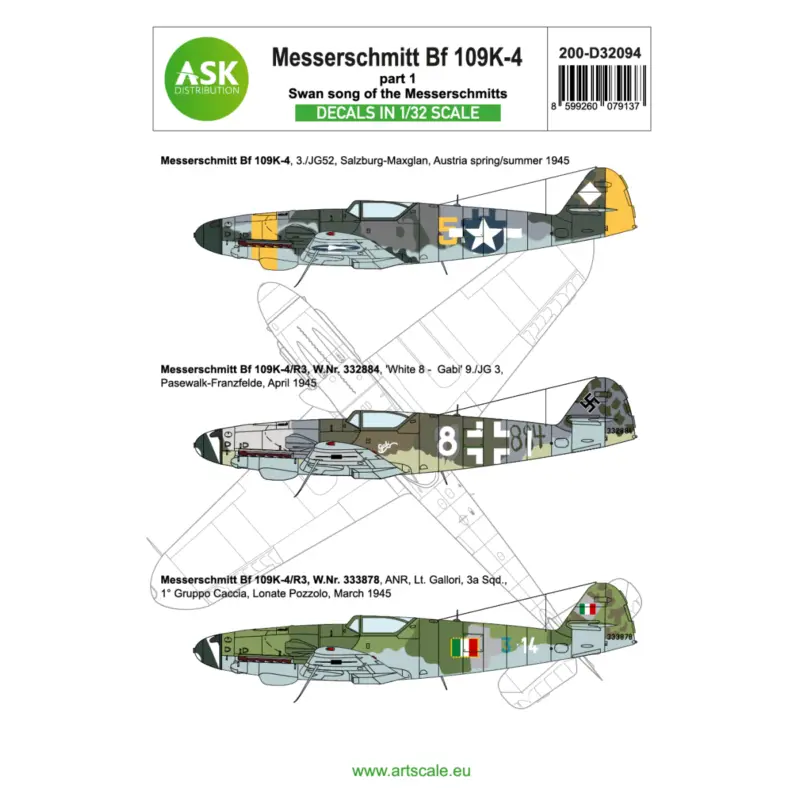 Nieuw Decal Messerschmitt Bf-109K-4 part 1