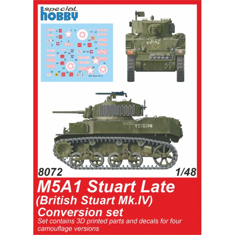 M5A1 Stuart Late (British) Conversion set 1/48 / for Tamiya kit Detail set that brings the option to turn the M5 Stuart kit into Laatste Kans