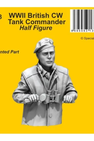 Lage Kosten WWII British CW Tank Commander / Half Figure 1/48 British tank commander half figure, late WW2 period. 3D printed, the detail le