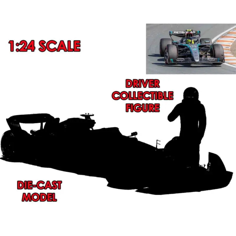 F1 Mercedes W15 E Perfomance 2023 With Russell Figure - 1:24 Die-cast Model Superprijs
