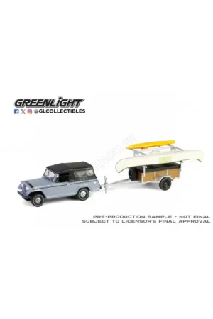 Snelle Levering 1968 Jeepster Commando SC-1 with Canoe and Accessories, Gray Miniatuur