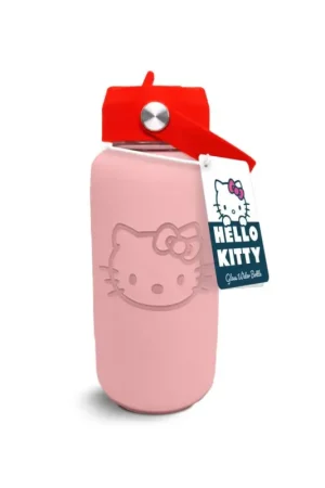 Direct Beschikbaar HELLO KITTY - Glass Water Bottle with Silicone 800ml