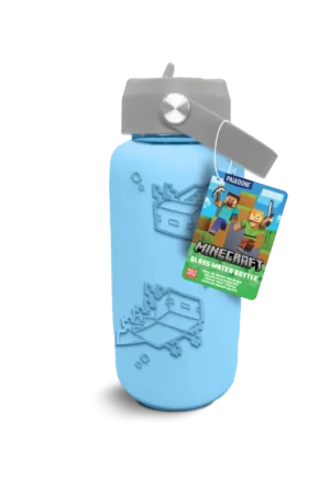 Shop Nu MINECRAFT - Glass Water Bottle with Silicone 800ml