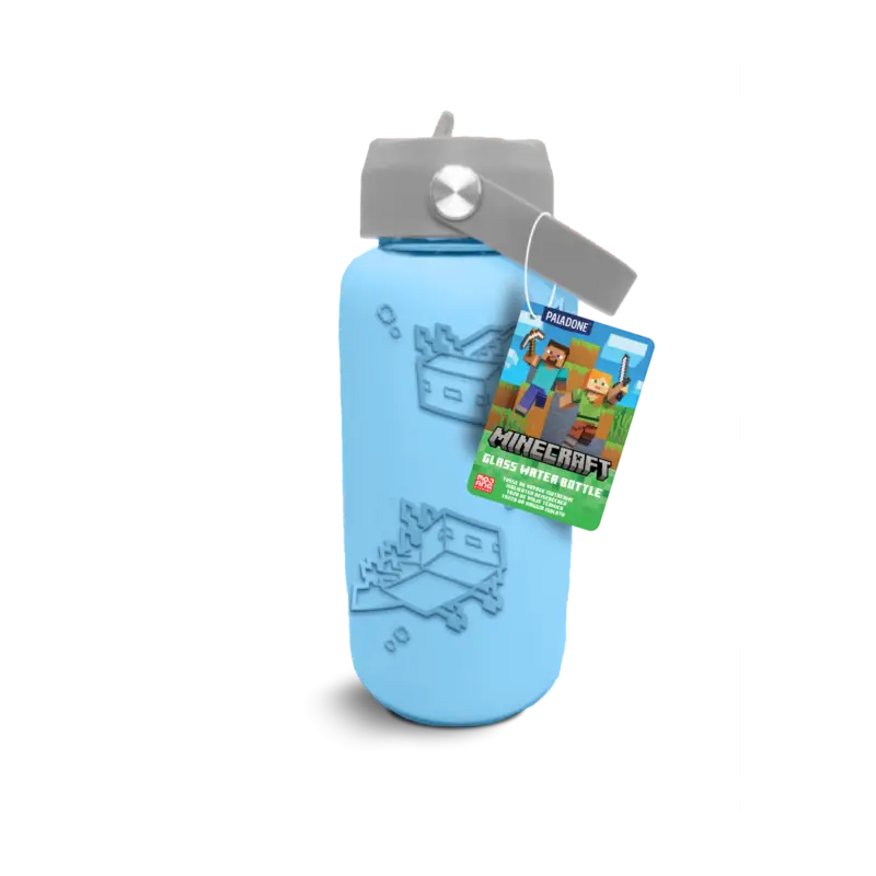 Shop Nu MINECRAFT - Glass Water Bottle with Silicone 800ml