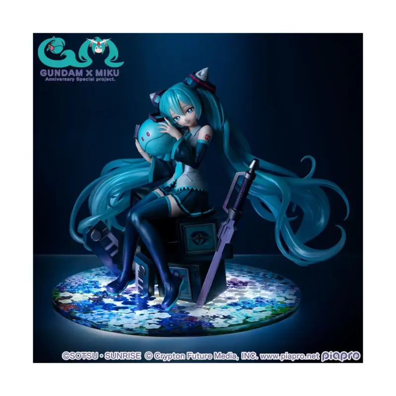 Mobile Suit Gundam x Hatsune Miku Lucrea Figure Hatsune Miku x OO Gundam 45th Anniversary 17 cm Gratis Retour
