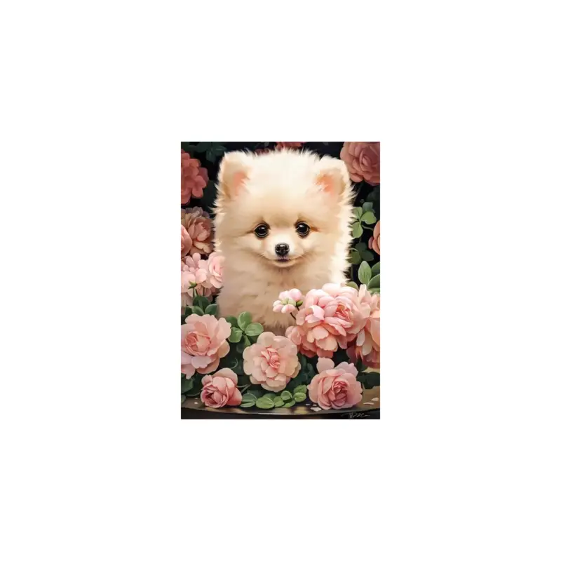 Betaalbaar Puzzel POMERANIAN PUPPY IN ROSES