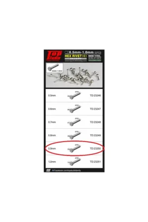 0.9mm hex rivets (c) silvery Dagaanbieding