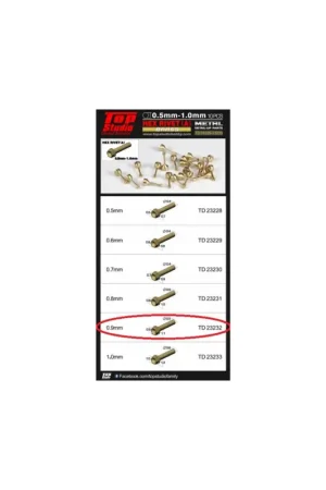 0.9mm hex rivets (a) brass Superprijs
