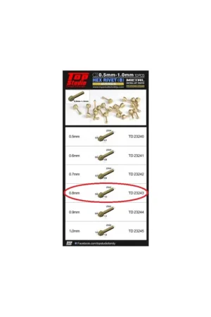 0.8mm hex rivets (b) brass Alleen Vandaag