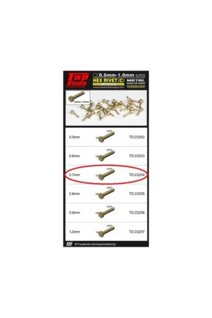 0.7mm hex rivets (c) brass Lage Prijs