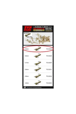 Voordeelprijs 0.5mm hex rivets (a) brass