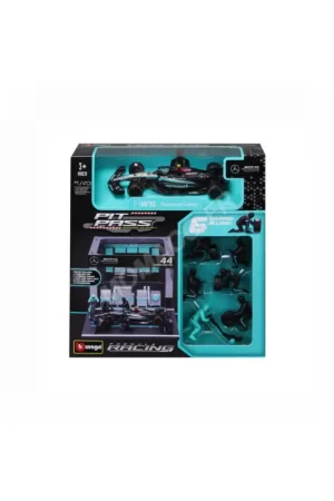 Pit stop set: mechanic figures with stand and mercedes-benz amg hamilton accessories Finale Uitverkoop