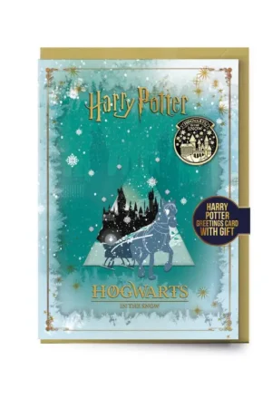 HARRY POTTER - Hogwarts in the Snow - Greeting Card with Pin Seizoensaanbieding
