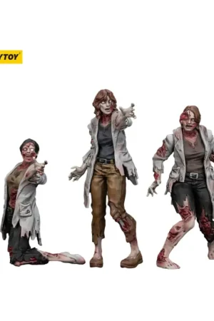 Goedkoop Zombie - pack of 3 Dark Source Scientists figures (Female) 8 cm Figuurtje