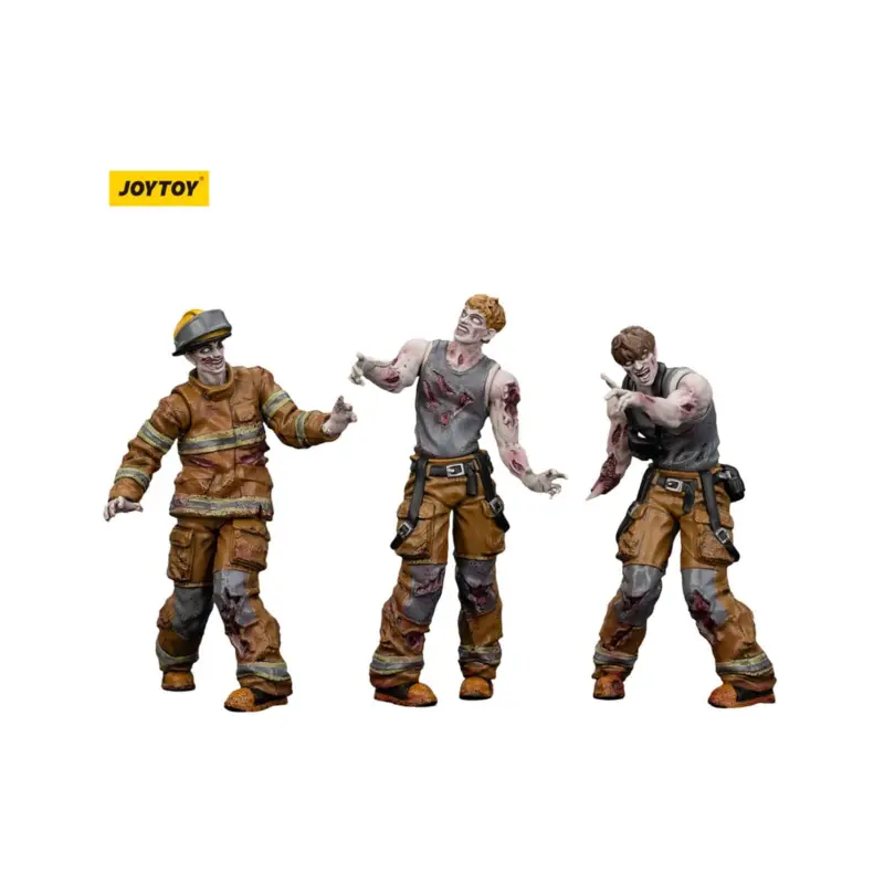 Hete Deal Zombie - pack of 3 Dark Source Firefighters 8 cm figures Figuurtje
