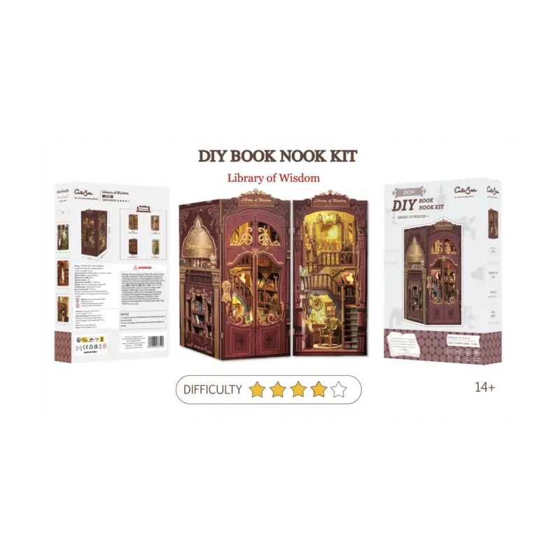 BOOK NOOK KIT - DIY - Wisdom Bookstore - 281pc + LED Lighting Meest Verkocht