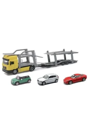 MAN F2000 4x2 car carrier truck + 3 cars 1/43 Miniatuurr Bestel Nu