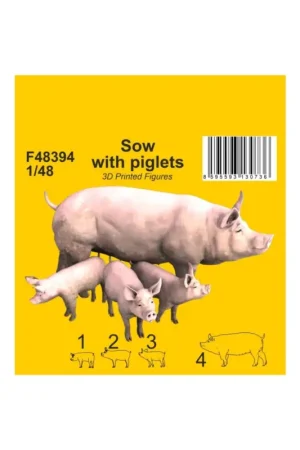 Cmk 129-p48394 sow with piglets 1/48 / 3d printed Figure Exclusieve Aanbieding