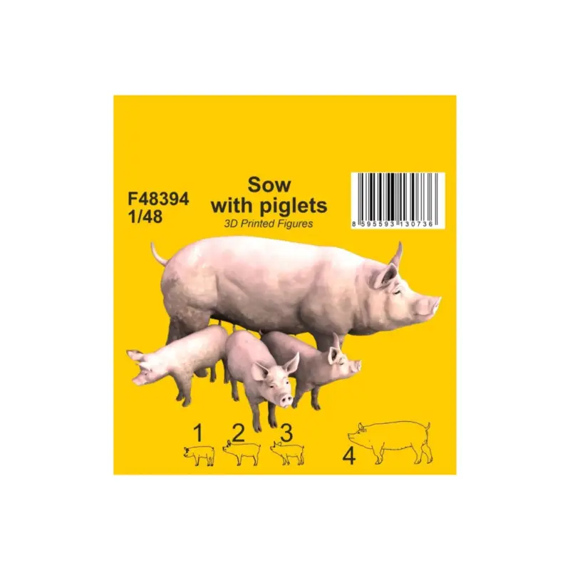 Cmk 129-p48394 sow with piglets 1/48 / 3d printed Figure Exclusieve Aanbieding