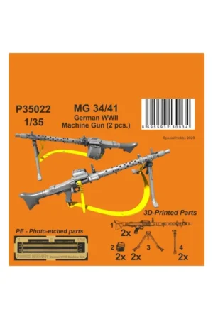 Cmk p35022 3d print military mg 34/41 german wwii machine gun (2 pcs.) 1/35 Bestel Nu