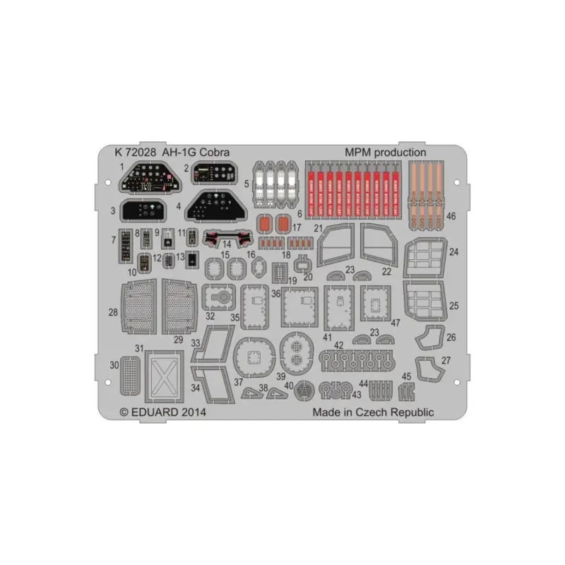 Ah-1g cobra color photo-etched parts photo-etched parts 1/72 Superprijs